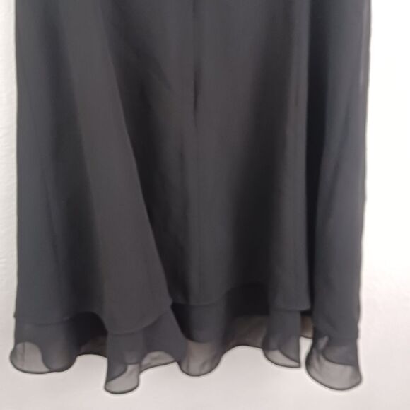 KS Collection sleeveless black fit and flare ruffle hem dress size 14 - Picture 6 of 6